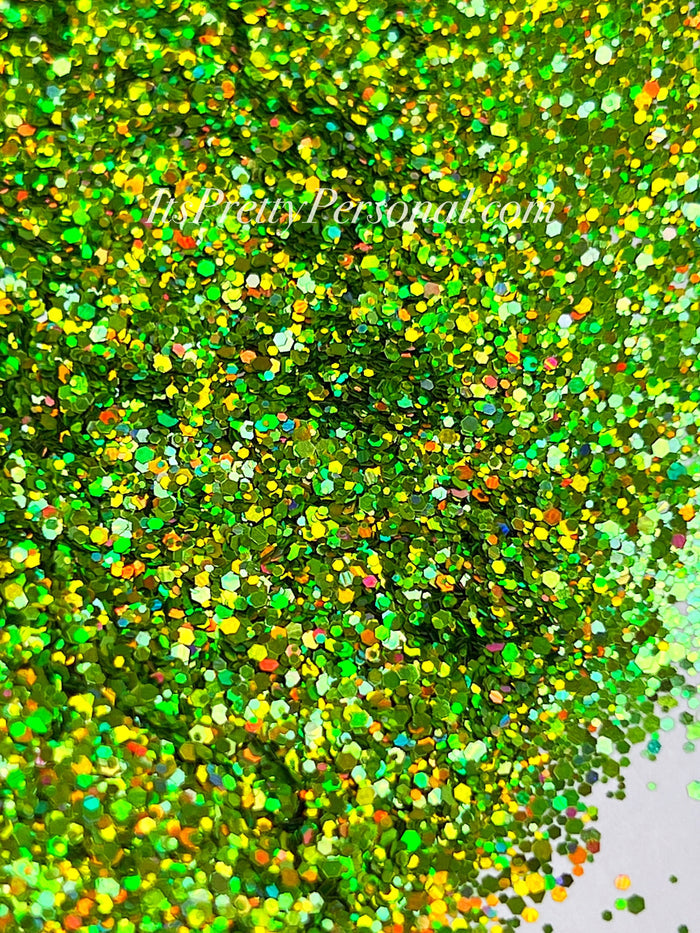 SCHMedium Cut- "You're A Mean One" -Holographic Green Glitter