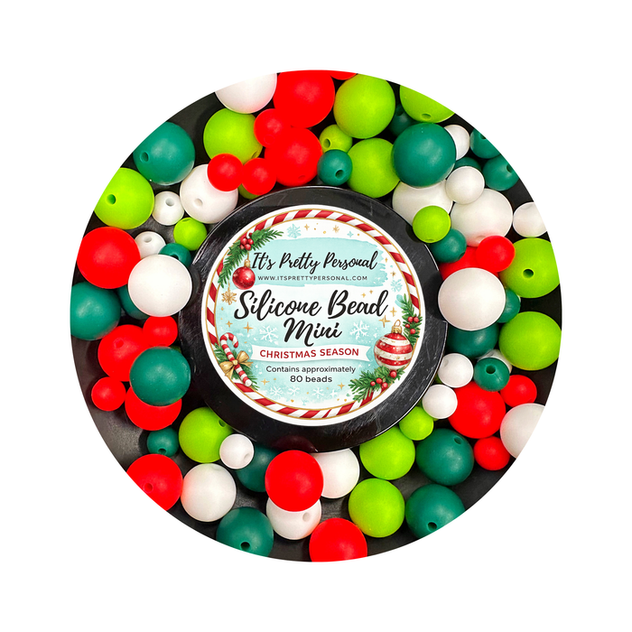 SILICONE BEAD MINI JAR- Christmas Season- Approximately 80 beads