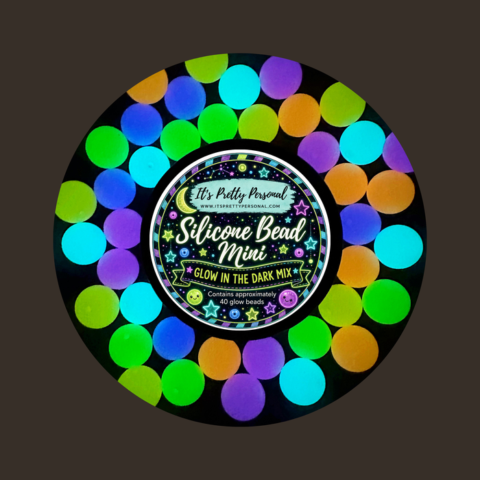 SILICONE BEAD MINI JAR- GLOW IN THE DARK- Approximately 40 beads
