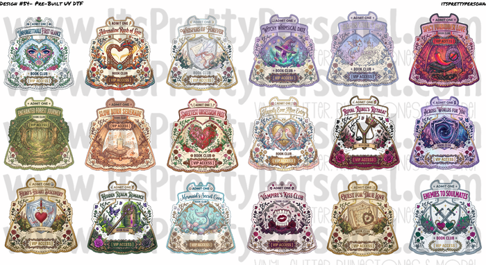 ⚡️TODAY’S FLASH SALE!- 
DESIGN #54- Book Club VIP Dress Ticket- UV DTF Decal Gang  Sheet 22"x12"