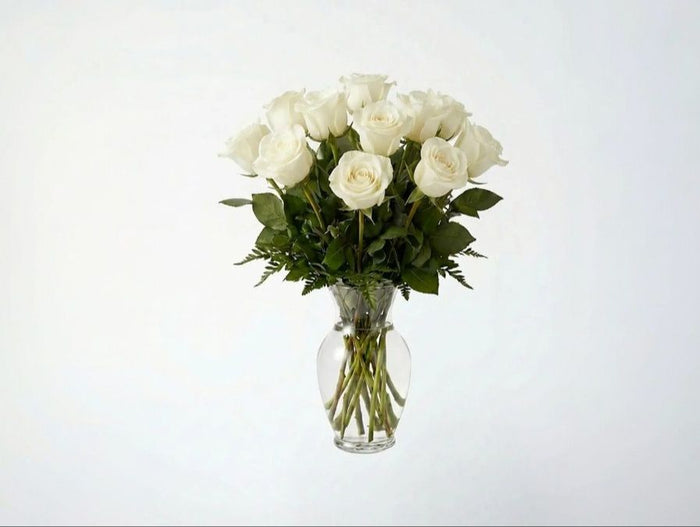 White Roses Vase